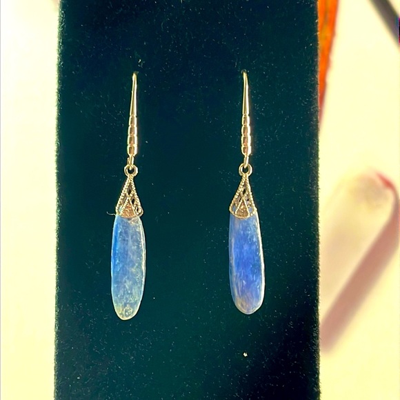 Blue Kyanite Silver Hook Earrings - Picture 1 of 4